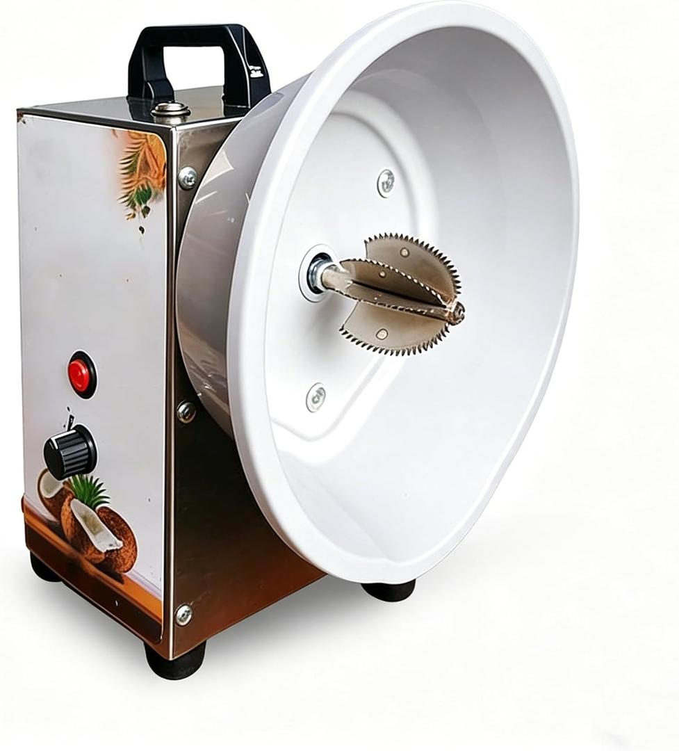 Electric Coconut Grater Machine with Adjustable Speed Control Stainless Steel Scraper 150W Coconut Meat Removal Tool with Dust Cover and Anti-Slip Base for Milk Flakes
