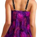 Women Underwire Tankini Top Only - Modest Flowy Bathing Suit Swimsuit Tops with Bra Support No Bottom (Black, L)