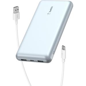 Belkin Portable Charger, USB-C Power Bank 20000 mAh w/ 2 USB-A Ports, 15W w/Type-A to Type-C Cable for iPhone 17, Air, Samsung Galaxy S25, iPad, Nintendo Switch 2, Google Pixel 10, etc. - Pearl Blue