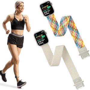 Ankle Stretchy Loop Band Compatible with Apple Watch 42mm 41mm 40mm 38mm for Women and men, Adjustable Magnetic Braided Armband for iWatch Ultra SE Series 9/8/7/6/5/4/3/2/1
