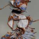 3 Piece Swimsuits Women Bikini Sets with Cover Up Halter Bathing Suit Set Sexy Cutout Coverup (Medium, Brown Blue Marble)