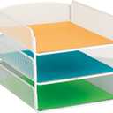Safco Onyx Desk Organizer, 3 Trays, Office and Classroom Mailbox, Paper and Mail Sorter, Steel Mesh, White