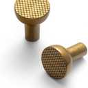 Goo-Ki 6 Pack Antique Brass Cabinet Knobs - Mushroom-Shaped with Geometric Diamond Texture, Cylindrical Stem & Antique Patina for Vintage Farmhouse Kitchen Furniture