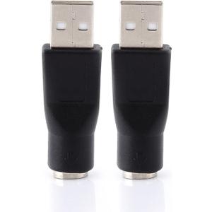 PS2 USB Cable Cord Adapter, 2pcs USB 2.0 A Male to PS/2 Female Adapters Replacement USB Keyboard to PS/2 Adapter Suitable for Keyboard and