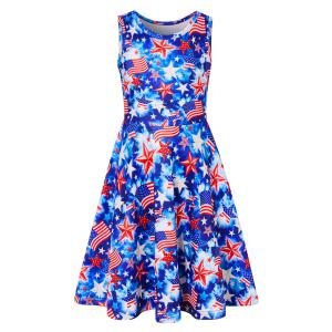 Funnycokid Toddler Girls Patriotic Dress 4th of July Anniversary Sundress USA Independence 4t 5t Memorial Day American Flag Outfit 4-5 Years (S)