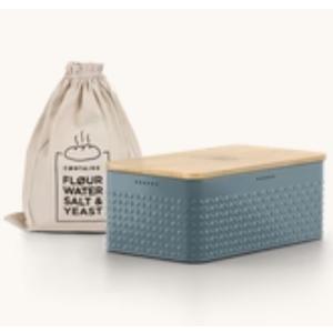 LARS NYSØM Rectangular metal Bread Box Bamboo Lid 34x18,5x13,5cm Blue