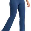 G Gradual Women's Fleece Lined Pants High Waist Winter Thermal Warm Flare Leggings Hiking Yoga Pants Women with Pockets (Blue)