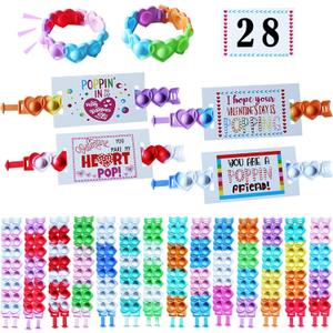 Valentines Day Gifts for Kids Classroom, 28 Valentine Cards Bulk for School Class Prizes Boys Girls Exchange Gift Goodie Fillers