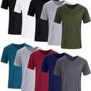 Chuarry 9 Pack Men's V Neck T Shirt Short Sleeve Bulk Soft Solid Tees Basic Quick Dry Slim Fit Undershirts for Men XXL