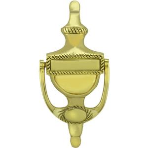 Renovators Supply Manufacturing Heavy Traditional Style Door Knocker - Solid Brass Construction, Polished Brass Finish, 7 Inch Long with Mounting Hardware