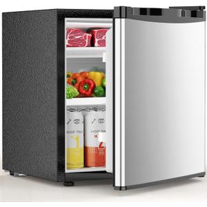 1.6 Cu.ft Mini Fridge with Freezer, Compact Single Reversible Door Refrigerator, Adjustable Thermostat, Ultra Quiet, Energy Efficient for Office, Dorm, Bedroom, Apartment -Silver