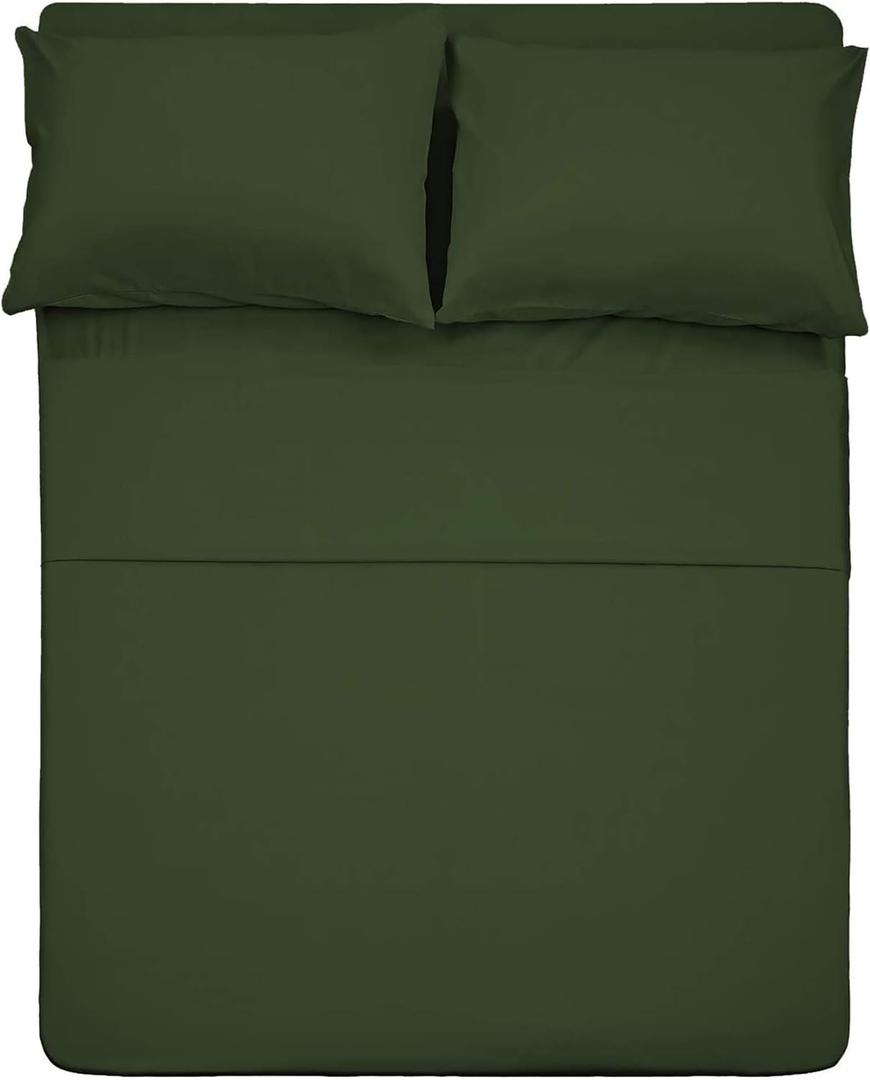 Best Season 4 Piece Bed Sheet Set (Queen Size Olive Green) 1 Flat Sheet,1 Fitted Sheet and 2 Pillow Cases,100% Brushed Microfiber 1800 Luxury Bedding,Deep Pockets,Extra Soft & Fade Resistant