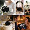 Roses Artificial Flowers, Black Flowers with Stem Valentine Anniversary Sympathy Memorial Gift, Fake Silk Roses Indoor Outdoor Decor for Funeral Wedding Birthday Party Christmas Halloween(24, Black)