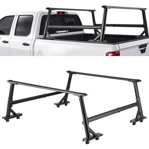 VEVOR Truck Ladder Rack, 21-31.5 in Height, Adjustable Non-Drilling Aluminum Cargo Rack with Sidebar, 800 lbs Static Capacity, Ideal for Canoes, Surfboards, Ladders, Lumber, Tents, and Large Cargo