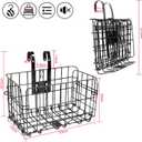 2 Pack Rear Bike Basket Folding Front Bike Basket Rust Proof Wire Mesh Bicycle Basket Mountain Bike Frame Basket Fold-Up Bike Cargo Rack