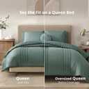 Monbix Queen Comforter Set - 7 Pieces Sage Green Bed in a Bag Queen Bedding Sets with Comforters, All Seasons Comforter Bed Set with Sheets,Pillowcases & Shams