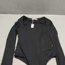 QINSEN Women's Sexy Square Neck Bodysuit Long Sleeve Double Lined Shirt Tops, Medium