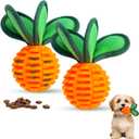 2 Pack Dog Chew Toys for Small Breeds, 2.2" Treat Dispensing Ball, Small Dog Toy Ball with Squeaker for Anxiety & Boredom, Interactive Puppy Chew Toy for Fetch, Tug & Dental Care