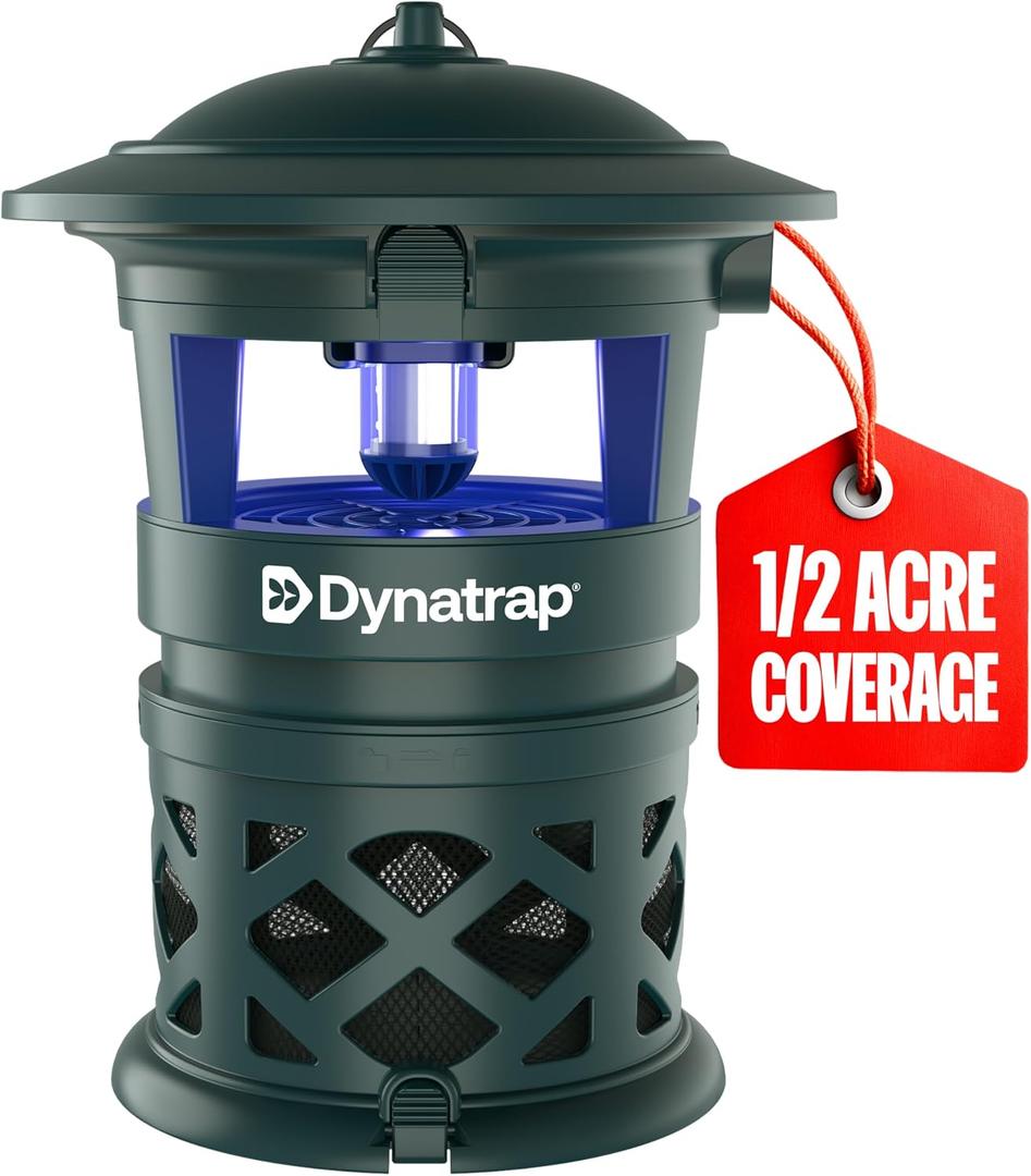 DynaTrap DT1130-GRSR 1/2 Acre Mosquito & Flying Insect Outdoor Trap and Killer Kills Mosquitoes, Flies, Wasps, Gnats, & Other Flying Insects - Bug Zapper Alternative Green