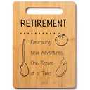 Retirement Gift - Embracing New Adventures, One Recipe at a Time. Decorative Bamboo Cutting Board with Handle, 12" x 8"