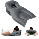 Face Down Recovery Pillow for Eye/BBL Surgery - Prone Massage Headrest with Adjustable Airflow, Plush Velvet Cover, Retinal Vitrectomy Equipment (Grey, Large, Removable Base Cover)
