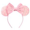 JOYFISCO Mouse Ears Headbands Shiny Bow Mouse Ears Headband Glitter Party Princess Decoration Cosplay Costume for Girls Women Halloween Birthday Party (Pink Pearl)