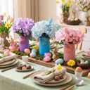 Roowest 3 Pcs Easter Centerpieces for Tables Easter Mason Jars with Flowers Spring Table Decor 2.6 x 5.1 Inch Bunny Egg Mason Jars with Bunny Tags for Spring Home Centerpiece Dinning Table Decor