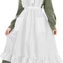 Nuoqi Prairie Dress Women Adult Pioneer Dress Long Colonial Costume with Bonnet Apron (M)