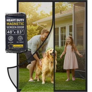 Magnetic Screen Door, IKSTAR Mosquito Net, Keep Bugs Out, Let Cool Breeze in - Self Sealing Magnets - Retractable Mesh Closure - Curtain Works with Pets, Sliding Door, Single-4682" (Fit Door Size To 48"83")