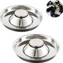 YUDANSI Stainless Steel Puppy Weaning Bowls,Cat Bowls for Food Water,Multiple Puppies Feeder Whelping Dishes,Litter Feeding Station Pans for Small Dogs Cats Eating at Same Time-Small Medium Large Size (11.8in-2 pcs)