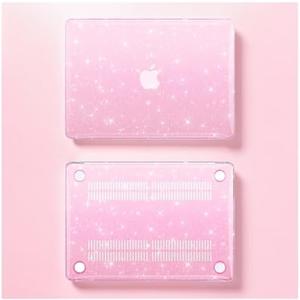 KEROM Pink Glitter Case for MacBook Air 13 inch 2022-2018 M1 A2337 A2179 A1932, MacBook Air M1 Case - Girly Shiny Bling Sparkle Glitter Plastic Hard Shell Case & Keyboard Cover for MacBook Air 13.3''