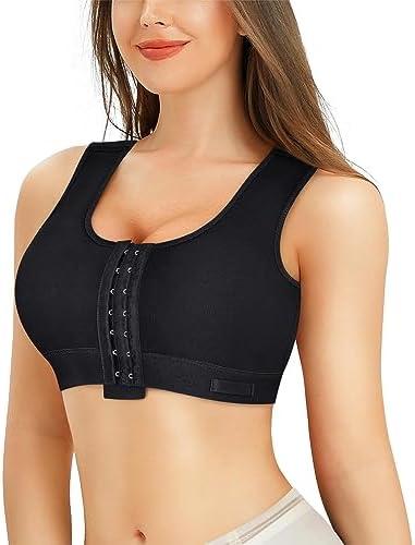 BRABIC Women Front Closure Post Surgery Compression Everyday Bras for Mastectomy Support with Adjustable Straps Wirefree, Medium