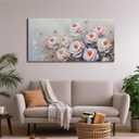 Acocifi Large Botanical Wall Art Canvas 40"x20" Floral Painting Wall Decor, Vintage Bloosom Flower Landscape Picture Impression, Textured Artwork Framed for Living Room Bedroom Dining Room Home Office