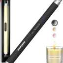 Candle Lighter Electric Rechargeable USB Plasma Arc Lighter with Safety Lock,Windproof Flameless Long Matches Lighters for Candle,Grill,BBQ,Camping (Black)