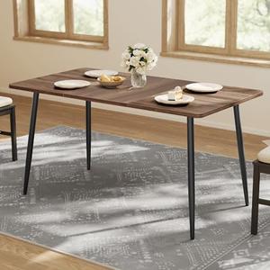VASAGLE Dining Table for 4-6 People, Modern Kitchen Table, Heat-Resistant Tabletop, Quick Assembly, for Dining Room, Natural Walnut and Ink Black, Island Collection