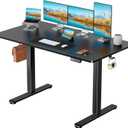 Marsail Electric Standing Desk with One-Piece Desktop,63 x 30 inch Height Adjustable Office Gaming Computer Desk with Deeper Tabletop,Home Office Stand up Desk with 4 Memory Presets, Desk for Bedroom (Black)