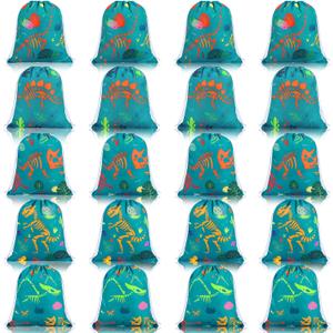 Shappy 20 Pieces Drawstring Dinosaur Party Favor Bags Dino Gifts Treat Bags 5 Styles for Kids Dinosaur Birthday Baby Shower Party Supplies Candy and Snacks School Travel Storage Bag