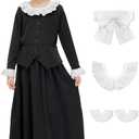 BesserBay Girls 5Pcs Colonial Black Costume Long Sleeve Ruffled Collars Button Dress 10 Years