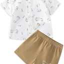 Kilrygh Toddler Baby Boy' 2-Piece Clothes Shorts Set, Boy Baby Clothes Shirt Short Sleeve Shorts Summer Outfit, 6-7 Years