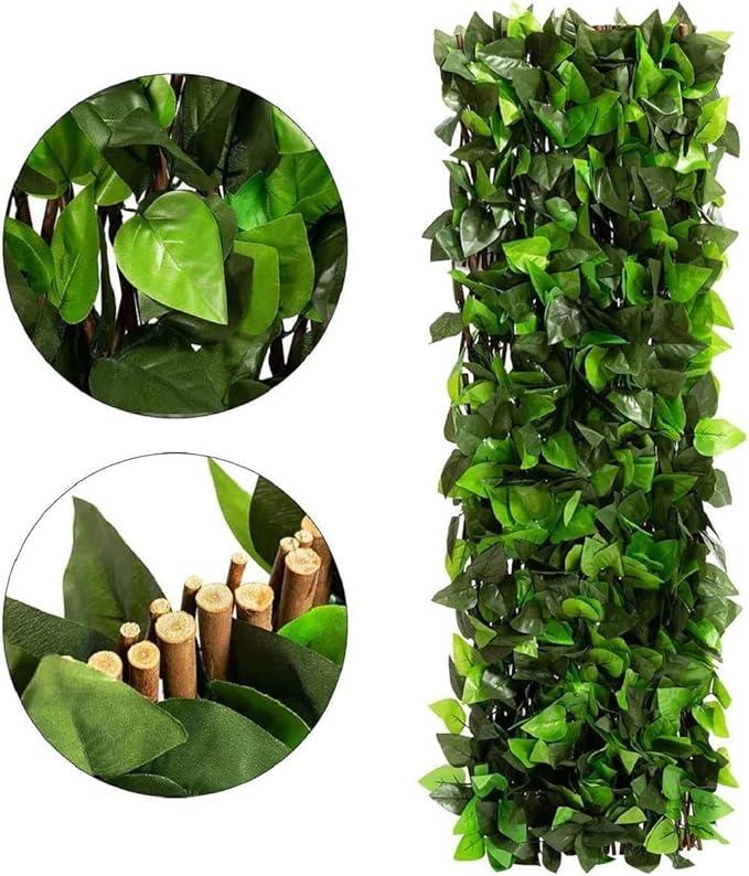 Expandable Fence Privacy Screen for Balcony Patio Outdoor, Faux Ivy Fencing Panel for Backdrop Garden Backyard Home Decorations 4 x 1 1/2