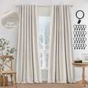 MIULEE 100% Blackout Curtains 108 inches Long, Linen Curtains for Bedroom Living Black Out Window Treatments Thermal Insulated Room Darkening Drapes Back Tab & Rod Pocket, Cream, 2 Panels