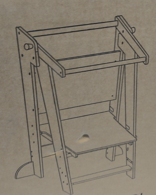 Kids Foldable Step Stool White and Natural Oak