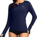 SANTINY Women's Rash Guard UPF50+ SPF Long Sleeve Swimsuits Top UV Sun Protection Swim Shirts for Woman with Zip (Beige, XS)