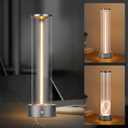 Cordless Portable LED Magnetic Filament Table Lamp, Rechargeable Battery Operated Nightstand Desk Lamp, Three-Level Dimmable Suitable for Bars/Cafes/Restaurants/Bedrooms/Camping Site (Grey)