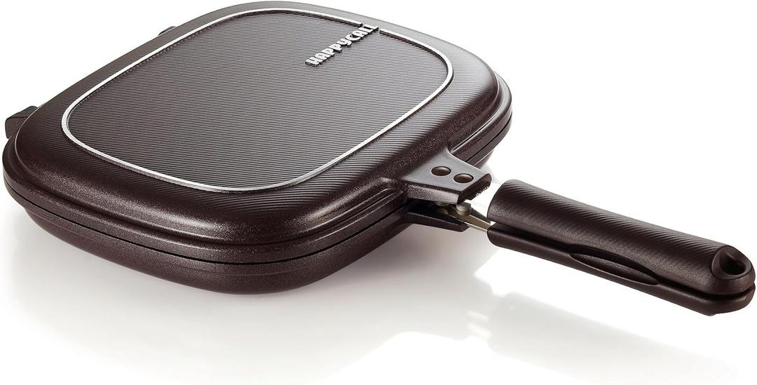 Happycall Titanium Nonstick Double Pan, Flip Pan, Square, Dishwasher Safe, PFOA-free, Brown