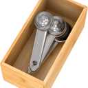 Bamboo Drawer Organizer Utensil Holder for Kitchen, Small Wood Silverware Storage Organizer, Stackable Box Tray for Cutlery, Flatware, Bathroom Caddy for Makeup, Perfume, Jewelry, 6x3x2.5 Inch