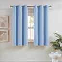DUALIFE Cerulean Blue Blackout Curtains Light Blue- Baby Blue Room Darkening Curtains 38 x 45 Inch Length 2 Panels Sets Bedroom Curtains for Nursery Grommet Top