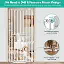 78.7 inch Extra Tall Pet Gates for Cats Dogs, Adjustable 27.5" ~ 37.4" Wide Cat Gate, Pressure Mounted Full Door Pet Gate for Doorway, Stairs,House(White, 78.7")