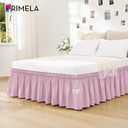 RIMELA Baby Purple Skirt Queen Size 15 Inch Drop, Elastic Bed Skirting for Bed Base and Frame, Bedding Dust Ruffle Easy to Install, Lightweight Wrap Around Adjustable Bedskirt