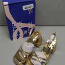 Trary Gold & White Heels - Square Toe, 3 inch Platform, Strappy & Block Heels for Wide Feet, Ankle Strap Y2k Shoes for Prom (6.5, Gold Pu)